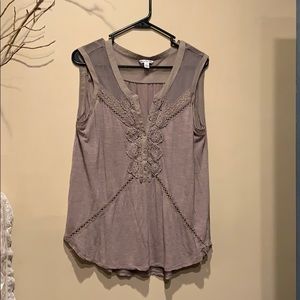 AE Mauve Lace Button Tank (L)